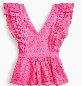 J.Crew Collection Flutter Sleeve pink blouse 00
